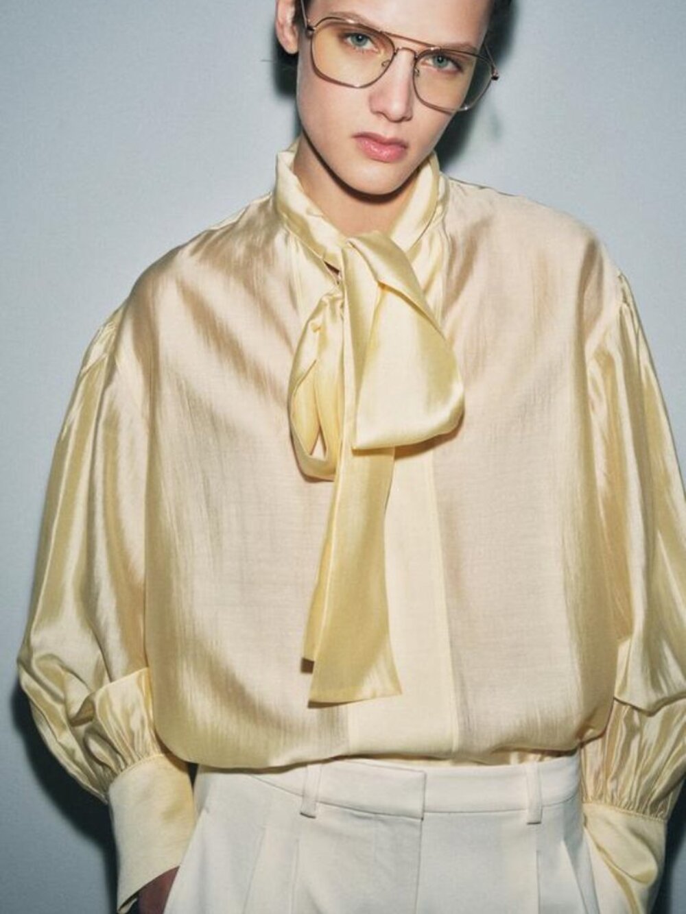 ZARA SATIN EFFECT SHIRT WITH TIES ZW COLLECTION